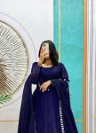 FASHIONABLE SOFT SPACE SILK SWAROVSKI DIAMOND WORK GOWN WITH DUPATTA PARTY WEAR WHOLESALE PRICE ETHNIC GARMENT (4)