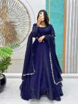FASHIONABLE SOFT SPACE SILK SWAROVSKI DIAMOND WORK GOWN WITH DUPATTA PARTY WEAR WHOLESALE PRICE ETHNIC GARMENT (4)