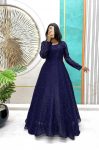 FASHIONABLE SOFT SPACE SILK SWAROVSKI DIAMOND WORK GOWN WITH DUPATTA PARTY WEAR WHOLESALE PRICE ETHNIC GARMENT (4)