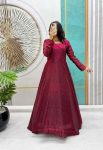 FASHIONABLE SOFT SPACE SILK SWAROVSKI DIAMOND WORK GOWN WITH DUPATTA PARTY WEAR WHOLESALE PRICE ETHNIC GARMENT (6)
