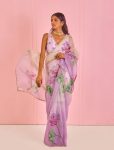 FASHIONABLE TABBY ORGANZA DIGITAL PRINTED HANDWORK SAREE WITH UNSTITCHED BLOUSE PARTY WEAR WHOLESALE PRICE ETHNIC GARMENT (10)
