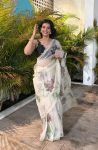 FASHIONABLE TABBY ORGANZA DIGITAL PRINTED HANDWORK SAREE WITH UNSTITCHED BLOUSE PARTY WEAR WHOLESALE PRICE ETHNIC GARMENT (3)