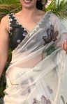 FASHIONABLE TABBY ORGANZA DIGITAL PRINTED HANDWORK SAREE WITH UNSTITCHED BLOUSE PARTY WEAR WHOLESALE PRICE ETHNIC GARMENT (3)