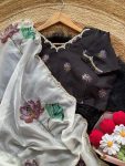 FASHIONABLE TABBY ORGANZA DIGITAL PRINTED HANDWORK SAREE WITH UNSTITCHED BLOUSE PARTY WEAR WHOLESALE PRICE ETHNIC GARMENT (3)