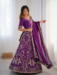 TRADITIONAL SILK EMBROIDERY SEQUENCE ZARI WORK LEHENGA CHOLI WITH DUPATTA PURPLE