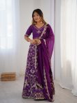 FASHIONABLE THAI SILK EMBROIDERY SEQUENCE ZARI WORK LEHENGA CHOLI WITH DUPATTA PARTY WEAR WHOLESALE PRICE ETHNIC GARMENT (3)