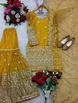 FASHUONABLE TWILL NET EMBROIDERY SEQUENCE WORK TOP SHARARA WITH DUPATTA PARTY WEAR WHOLESALE PRICE ETHNIC GARMENT (3)
