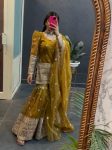 FASHUONABLE TWILL NET EMBROIDERY SEQUENCE WORK TOP SHARARA WITH DUPATTA PARTY WEAR WHOLESALE PRICE ETHNIC GARMENT (3)
