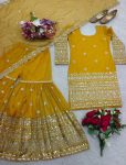 FASHUONABLE TWILL NET EMBROIDERY SEQUENCE WORK TOP SHARARA WITH DUPATTA PARTY WEAR WHOLESALE PRICE ETHNIC GARMENT (3)