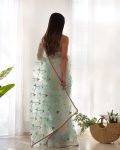 GEORGEOUS KHADI ORGANZA SILK EMBROIDERY WORK SAREE WITH UNSTITCHED BLOUSE PARTY WEAR WHOLESALE PRICE ETHNICGARMENT (6)
