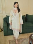 LATEST CHANDERI SILK EMBROIDERY SEQUENCE WORK TOP PALAZZO WITH DUPATTA OFF WHITE
