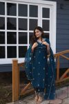 LATEST CHANDERI SILK EMBROIDERY THREAD WORK TOP BOTTOM WITH DUPATTA PARTY WEAR WHOLESALE PRICE ETHNIC GARMENT (5)