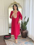 LATEST CHANDERI SILK SEQUENCE CODING EMBROIDERY WORK TOP BOTTOM WITH DUPATTA FESTIVE WEAR WHOLESALE PRICE ETHNIC GARMENT (3)