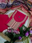 LATEST CHANDERI SILK SEQUENCE CODING EMBROIDERY WORK TOP BOTTOM WITH DUPATTA FESTIVE WEAR WHOLESALE PRICE ETHNIC GARMENT (3)