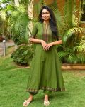 LATEST CHANDERI SILK WEAVING ZARI JACQUARD LACE WORK ANARKALI TOP WITH PENT SET PARTY WEAR WHOLESALE PRICE ETHNIC GARMENT (5)