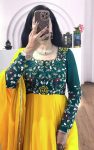 LATEST CHINON EMBROIDERY CODING THREAD SEQUENCE WORK GOWN WITH DUPATTA PARTY WEAR WHOLESALE PRICE ETHNIC GARMENT (2)