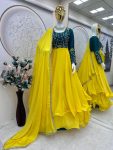 LATEST CHINON EMBROIDERY CODING THREAD SEQUENCE WORK GOWN WITH DUPATTA PARTY WEAR WHOLESALE PRICE ETHNIC GARMENT (2)