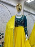 LATEST CHINON EMBROIDERY CODING THREAD SEQUENCE WORK GOWN WITH DUPATTA PARTY WEAR WHOLESALE PRICE ETHNIC GARMENT (2)