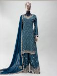 LATEST CHINON EMBROIDERY WORK TOP PALAZZO WITH DUPATTA FESTIVE WEAR WHOLESALE PRICE ETHNIC GARMENT (4)