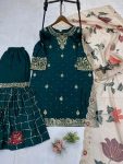 LATEST CHINON SEQUANCE EMBROIDERY WORK TOP SHARARA WITH DUPATTA FESTIVE WEAR WHOLESALE PRICE ETHNIC GARMENT (4)