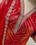 LATEST COTTON BANDHANI PRINT EMBROIDERY LACE WORK TOP BOTTOM WITH DUPATTA PARTY WEAR WHOLESALE PRICE ETHNIC GARMENT (3)