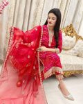 LATEST COTTON BANDHANI PRINT EMBROIDERY LACE WORK TOP BOTTOM WITH DUPATTA PARTY WEAR WHOLESALE PRICE ETHNIC GARMENT (3)