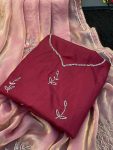 LATEST FANDY SATIN SILK HAND WORK SAREE WITH UNSTITCHED BLOUSE PARTY WEAR WHOLESALE PRICE ETHNIC GARMENT (3)