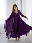 LATEST GEORGETTE EMBROIDERY BEADS JARI WORK ANARKALI GOWN BOTTOM WITH DUPATTA FESTIVE WEAR WHOLESALE PRICE ETHNIC GARMENT (5)