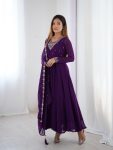 LATEST GEORGETTE EMBROIDERY BEADS JARI WORK ANARKALI GOWN BOTTOM WITH DUPATTA FESTIVE WEAR WHOLESALE PRICE ETHNIC GARMENT (5)