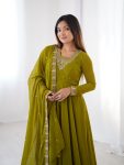 LATEST GEORGETTE EMBROIDERY BEADS JARI WORK ANARKALI GOWN BOTTOM WITH DUPATTA PARTY WEAR WHOLESALE PRICE ETHNIC GARMENT (2)