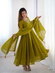 LATEST GEORGETTE EMBROIDERY BEADS JARI WORK ANARKALI GOWN BOTTOM WITH DUPATTA PARTY WEAR WHOLESALE PRICE ETHNIC GARMENT (2)