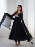 LATEST GEORGETTE EMBROIDERY BEADS JARI WORK ANARKALI GOWN BOTTOM WITH DUPATTA PARTY WEAR WHOLESALE PRICE ETHNIC GARMENT (5)