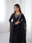 LATEST GEORGETTE EMBROIDERY BEADS JARI WORK ANARKALI GOWN BOTTOM WITH DUPATTA PARTY WEAR WHOLESALE PRICE ETHNIC GARMENT (5)