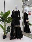 LATEST GEORGETTE EMBROIDERY SEQUENCE TOP SHARARA WITH DUPATTA PARTY WEAR WHOLESALE PRICE ETHNIC GARMENT (16)