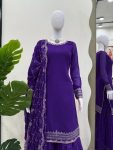 LATEST GEORGETTE EMBROIDERY SEQUENCE TOP SHARARA WITH DUPATTA PARTY WEAR WHOLESALE PRICE ETHNIC GARMENT (15)