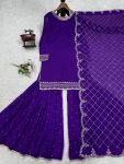 LATEST GEORGETTE EMBROIDERY SEQUENCE TOP SHARARA WITH DUPATTA PARTY WEAR WHOLESALE PRICE ETHNIC GARMENT (15)