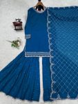 LATEST GEORGETTE EMBROIDERY SEQUENCE TOP SHARARA WITH DUPATTA PARTY WEAR WHOLESALE PRICE ETHNIC GARMENT (17)