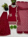 LATEST GEORGETTE EMBROIDERY SEQUENCE TOP SHARARA WITH DUPATTA PARTY WEAR WHOLESALE PRICE ETHNIC GARMENT (3)