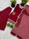 LATEST GEORGETTE EMBROIDERY SEQUENCE TOP SHARARA WITH DUPATTA PARTY WEAR WHOLESALE PRICE ETHNIC GARMENT (3)