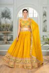 LATEST GEORGETTE EMBROIDERY SEQUENCE WORK LEHENGA CHOLI WITH DUPATTA YELLOW