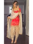 LATEST GEORGETTE EMBROIDERY SEQUENCE WORK TOP PATIYALA WITH DUPATTA ORANGE