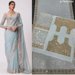 LATEST GEORGETTE SEQUENCE CODING WORK SAREE WITH UNSTITCHED BLOUSE PARTY WEAR WHOLESALE PRICE ETHNIC GARMENT (1)