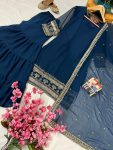 LATEST GEORGETTE SEQUENCE ZARI EMBROIDERY TOP RUFFLED SHARARA WITH DUPATTA PARTY WEAR WHOLESALE PRICE ETHNIC GARMENT (15)