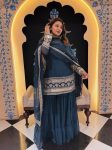 LATEST GEORGETTE SEQUENCE ZARI EMBROIDERY TOP RUFFLED SHARARA WITH DUPATTA PARTY WEAR WHOLESALE PRICE ETHNIC GARMENT (15)