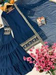 LATEST GEORGETTE SEQUENCE ZARI EMBROIDERY TOP RUFFLED SHARARA WITH DUPATTA PARTY WEAR WHOLESALE PRICE ETHNIC GARMENT (15)