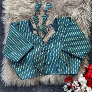 LATEST MONO BANGLORY MULTI SEQUENCE AND JARI WORK STITCHED BLOUSE SKY