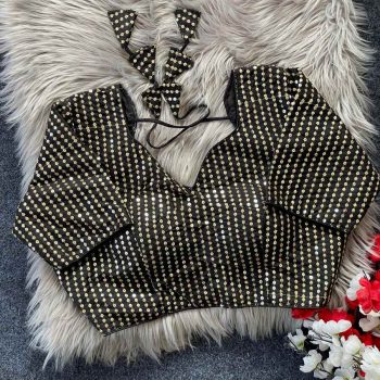 LATEST MONO BANGLORY MULTI SEQUENCE AND JARI WORK STITCHED BLOUSE BLACK
