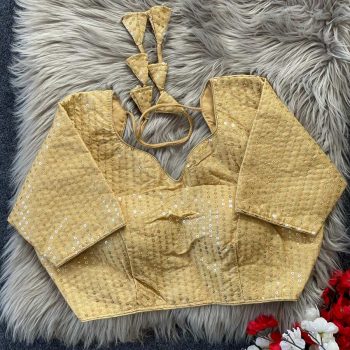 LATEST MONO BANGLORY MULTI SEQUENCE AND JARI WORK STITCHED BLOUSE CHIKU