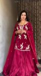 LATEST NATURAL CREPE SEQUENCE BEADS HAND WORK EMBROIDERY WORK TOP PALAZZO WITH DUPATTA PARTY WEAR WHOLESALE PRICE ETHNIC GARMENT (5)