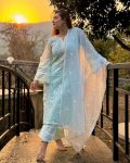 LATEST ORGANZA EMBROIDERY WORK TOP BOTTOM WITH DUPATTA PARTY WEAR WHOLESALE PRICE ETHNIC GARMENT (5)